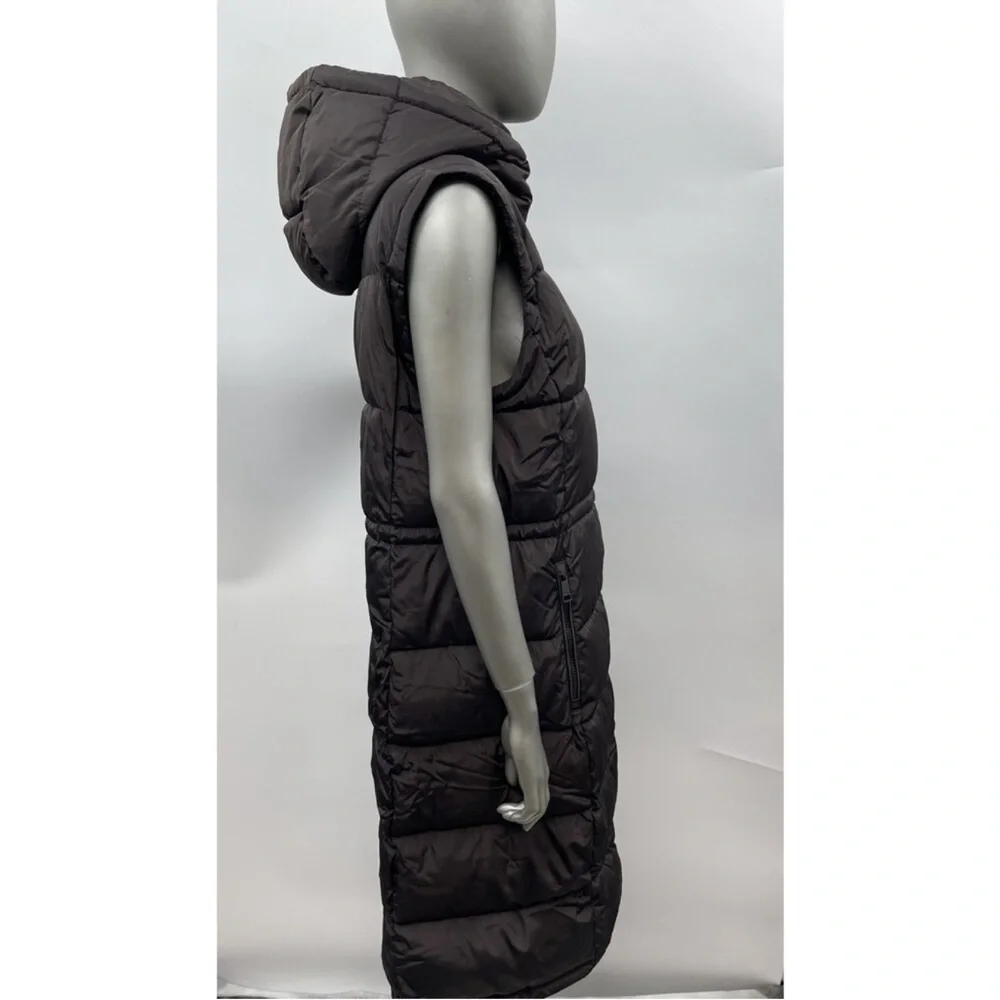 DKNY Dark Brown Hooded Puffer Vest Brown NWOT - Picture 4 of 5